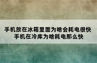 手机放在冰箱里面为啥会耗电很快 手机在冷库为啥耗电那么快